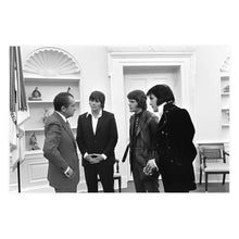 Load image into Gallery viewer, Digitally Restored and Enhanced 1970 President Richard Nixon Photo Print - Old Photo of President Nixon with Elvis Presley Delbert West & Jerry Schilling