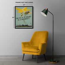 Load image into Gallery viewer, Digitally Restored and Enhanced 1941 The Fly is Deadly as a Bomber WWII Military Poster - World War II Public Health Propaganda - Archival Reproduction