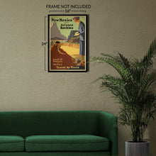 Load image into Gallery viewer, Digitally Restored and Enhanced 1925 New Mexico Arizona Railroad Travel Poster - Southwest Native Art - Golden Age Rail Tourism - Archival Reproduction