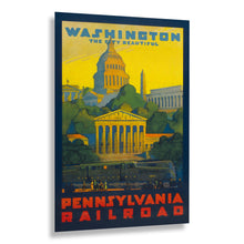 Load image into Gallery viewer, Digitally Restored and Enhanced 1940 Washington DC Pennsylvania Railroad Poster - Vintage Capitol Locomotive Art - American Railway Tourism History - Museum-Quality Print