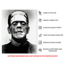 Cargar imagen en el visor de la galería, Digitally Restored and Enhanced 1935 Frankenstein's Monster Photo Print - Vintage Photo of English Actor Boris Karloff as Frankenstein Wall Art Poster
