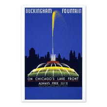 Load image into Gallery viewer, Digitally Restored and Enhanced 1939 Chicago Buckingham Fountain Travel Poster - WPA Federal Art Project - Urban Tourism Architecture - Archival Reproduction