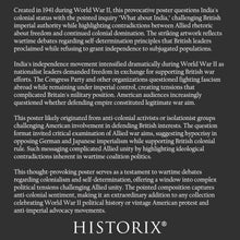 Load image into Gallery viewer, Digitally Restored and Enhanced 1941 What About India WWII Anti-Colonial Political Poster - World War II Political Propaganda - Archival Reproduction