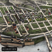 Cargar imagen en el visor de la galería, Digitally Restored and Enhanced 1877 Turners Falls Map Print - Vintage Bird's Eye View Map of Turners Falls Massachusetts Wall Art Poster