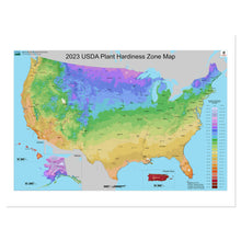 Load image into Gallery viewer, Digitally Restored and Enhanced 2023 USDA Plant Hardiness Zone Map Poster - USDA Hardiness Zone Map Print - Restored Map of United States Wall Art