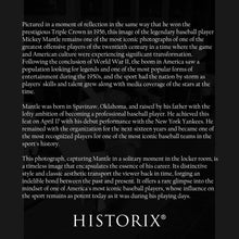 Load image into Gallery viewer, Digitally Restored and Enhanced 1956 Mickey Mantle Photo Print - Old Photo of New York Yankees Player Mickey Mantle Sitting in Locker Room Wall Art Poster