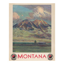 Cargar imagen en el visor de la galería, Digitally Restored and Enhanced 1920 Montana Railroad Travel Poster - Vintage Steam Train Absaroka Mountains - American Railway Tourism Art - Museum-Quality Print