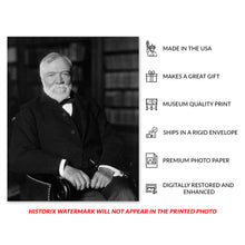 Load image into Gallery viewer, Digitally Restored and Enhanced 1905 Andrew Carnegie Photo Print - Vintage Portrait Photo of The Gospel of Wealth Author Andrew Carnegie Poster Wall Art