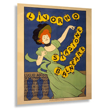 Load image into Gallery viewer, Digitally Restored and Enhanced 1901 Livorno Italy Bathing Season Tuscan Beach Travel Poster - Belle Epoque European Tourism Art - Archival Reproduction