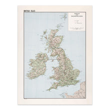 Load image into Gallery viewer, Digitally Restored and Enhanced 1961 British Isles Map Poster - Vintage Map of British Isles Terrain & Transportation - Old Map of British Isles Wall Art
