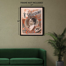 Load image into Gallery viewer, Digitally Restored and Enhanced 1895 Harry Houdini King of Cards Magic Poster - Victorian Era Magician - Entertainment History Art - Archival Reproduction