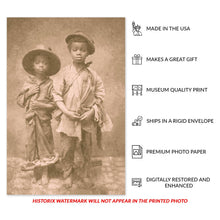Cargar imagen en el visor de la galería, Digitally Restored and Enhanced 1860 Two African American Boys Photo Print - Vintage Photo Two Enslaved African American Boys