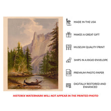 Load image into Gallery viewer, Digitally Restored and Enhanced 1871 Yosemite Sentinel Rock Landscape Art Print - California Granite Formation Scenery - Museum-Quality Print