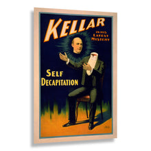 Cargar imagen en el visor de la galería, Digitally Restored and Enhanced 1898 Kellar Magician Poster - Self Decapitation Illusion - Victorian Vaudeville Theater Magic - Archival Print