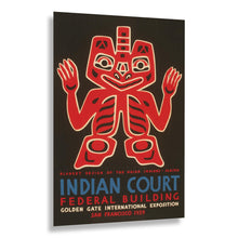 Cargar imagen en el visor de la galería, Digitally Restored and Enhanced 1939 Indian Court Haida Blanket Alaska Golden Gate Exposition WPA Federal Art Project Poster - Depression Era Art Deco - Archival Reproduction