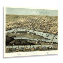 Load image into Gallery viewer, Digitally Restored and Enhanced 1867 Saginaw City Michigan Map Poster - Bird's Eye View of Saginaw Michigan Wall Art Print - Vintage Michigan Map History
