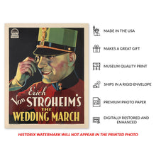 Cargar imagen en el visor de la galería, Digitally Restored and Enhanced 1928 The Wedding March Silent Film Movie Poster - Erich von Stroheim Cinema - Art Deco Entertainment - Gallery-Quality Print