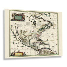 Cargar imagen en el visor de la galería, Digitally Restored and Enhanced 1652 North America Map Poster - Old Map Print of America Septentrionalis - Vintage Map of North America Wall Art Print