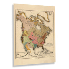 Cargar imagen en el visor de la galería, Digitally Restored and Enhanced 1890 Map of Linguistic Stocks of American Indians Poster - Vintage Map of North America Wall Art - North America Map Print