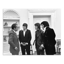Load image into Gallery viewer, Digitally Restored and Enhanced 1970 President Richard Nixon Photo Print - Old Photo of President Nixon with Elvis Presley Delbert West & Jerry Schilling