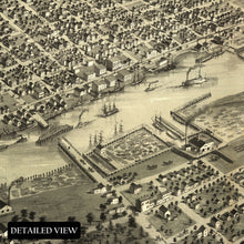 Load image into Gallery viewer, Digitally Restored and Enhanced 1887 Bay City Michigan Map Print - Old Map of Bay City Portsmouth Wenona and Salzburg Bay County Michigan Wall Art Poster