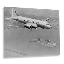 Load image into Gallery viewer, Digitally Restored and Enhanced 1945 American Airlines Photo Print - Vintage American Airlines Plane DC-4 Flying Over Statue of Liberty Poster Wall Art