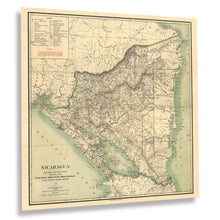 Load image into Gallery viewer, Digitally Restored and Enhanced 1903 Nicaragua Map Print - Vintage Map of The Republic of Nicaragua Poster - Mapa de Nicaragua Wall Art