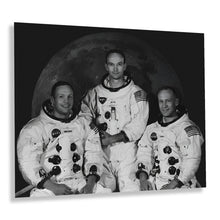 Load image into Gallery viewer, Digitally Restored and Enhanced 1969 Apollo 11 Crew Photo Print - Old Photo of Apollo 11 Space Crew Neil Armstrong Buzz Aldrin & Michael Collins Poster