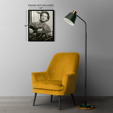 Cargar imagen en el visor de la galería, Digitally Restored and Enhanced 1943 Woody Guthrie Photo Print - Vintage Photo of American Singer Songwriter Woody Guthrie Portrait Holding His Guitar