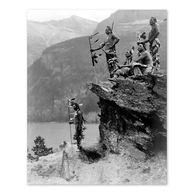Digitally Restored and Enhanced 1912 Blackfeet Braves Photo Print - Old Photo of Mystic Braves Near Going To The Sun Road Mt. Glacier National Park Poster
