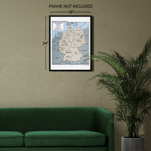 Load image into Gallery viewer, Digitally Restored and Enhanced 1990 East Germany & West Germany Map Print - Old Map of Germany Poster - Vintage Map of East and West Germany Wall Art