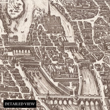 Cargar imagen en el visor de la galería, 1618 Paris France Map Poster - Vintage Bird's Eye View Map of Paris France by Claes Jansz Visscher - Old Paris Map Print