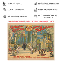 Cargar imagen en el visor de la galería, Digitally Restored and Enhanced 1895 Frederick Bancroft Magicians Palace Poster - Victorian Stage Illusionist - Gilded Age Vaudeville - Archival Print