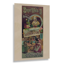 Load image into Gallery viewer, Digitally Restored and Enhanced 1886 St Joseph Michigan Seamless Hosiery Advertising Poster - Victorian Era Fashion Trade Art - Americana History - Archival Reproduction