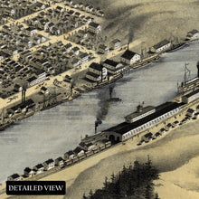 Load image into Gallery viewer, Digitally Restored and Enhanced 1868 Grand Haven Michigan Map Poster - Vintage Bird's Eye View Map of Grand Haven Ottawa County Michigan Wall Art Print