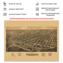 Cargar imagen en el visor de la galería, Digitally Restored and Enhanced 1888 Texarkana Texas & Arkansas Map Print - Vintage Map of Texas and Arkansas - Perspective Map of Texas and Arkansas