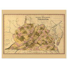 Load image into Gallery viewer, Digitally Restored and Enhanced 1848 Virginia Map Print - Vintage Map of Virginia State USA - Old Map of The Internal Improvements of Virginia Poster