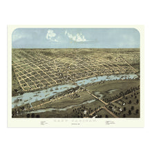 Load image into Gallery viewer, Digitally Restored and Enhanced 1867 East Saginaw Michigan Map Poster - Bird's Eye view of East Saginaw Michigan - Vintage Map of Michigan Wall Art Print