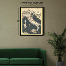 Load image into Gallery viewer, Digitally Restored and Enhanced 1949 Gastronomic Map of Italy Poster - Vintage Italy Poster Map - Carta Gastronomica de Bel Paese - Italy Food Map Print