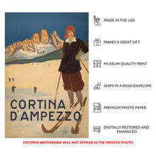 Load image into Gallery viewer, Digitally Restored and Enhanced 1920 Cortina d'Ampezzo Italy Alpine Mountain Resort Poster - European Winter Tourism Art - Archival Reproduction
