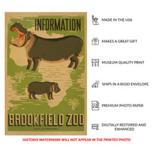Cargar imagen en el visor de la galería, Digitally Restored and Enhanced 1938 Brookfield Zoo Chicago Poster - WPA Federal Art Project - Depression Era Art - Museum-Quality Print