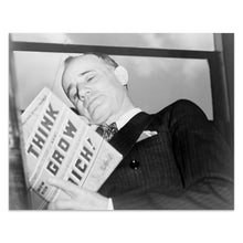 Load image into Gallery viewer, Digitally Restored and Enhanced 1937 Napoleon Hill Photo Print - Vintage Photo of Napoleon Hill Holding His Book Think and Grow Rich Wall Art Poster