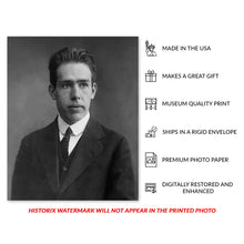 Load image into Gallery viewer, Digitally Restored and Enhanced 1920 Niels Bohr Photo Print - Vintage Photo of Physicist Niels Bohr - Old Portrait Photo of Niels Bohr Wall Art Poster