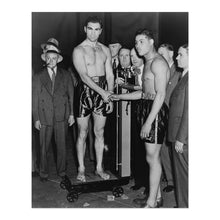 Load image into Gallery viewer, Digitally Restored and Enhanced 1936 Joe Louis & Max Schmeling Photo Print - Old Photo of Joe Louis and Max Schmeling Weigh In Wall Art Poster