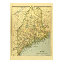Load image into Gallery viewer, Digitally Restored and Enhanced 1897 Maine Map Poster - Vintage Map of Maine Poster - State of Maine Map History - Historic Map of Maine Wall Art Print