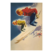 Load image into Gallery viewer, Digitally Restored and Enhanced 1947 Alpine Skiing Poster - Mid-Century Winter Sports Advertising - Vintage Recreation Art - Archival Reproduction