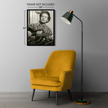 Cargar imagen en el visor de la galería, Digitally Restored and Enhanced 1943 Woody Guthrie Photo Print - Vintage Photo of American Singer Songwriter Woody Guthrie Portrait Holding His Guitar