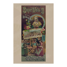Load image into Gallery viewer, Digitally Restored and Enhanced 1886 St Joseph Michigan Seamless Hosiery Advertising Poster - Victorian Era Fashion Trade Art - Americana History - Archival Reproduction