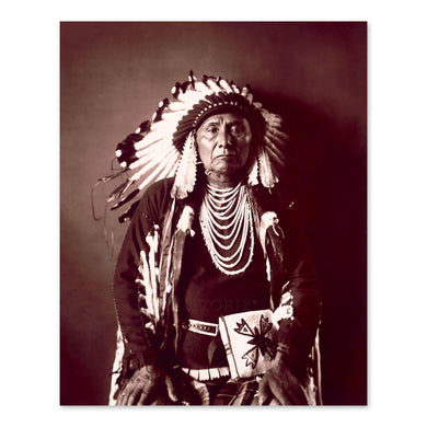 Digitally Restored and Enhanced 1900 Chief Joseph Photo Print - Old Photo of Hin-Mah-Too-Yah-Lat-Kekt Nez Perce Chief in Traditional Dress Wall Art Poster