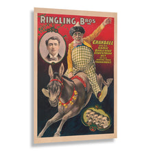 Load image into Gallery viewer, Digitally Restored and Enhanced 1899 Ringling Bros Circus Poster - Crandall Clown and Mule Thunderbolt - Victorian Americana - Archival Print